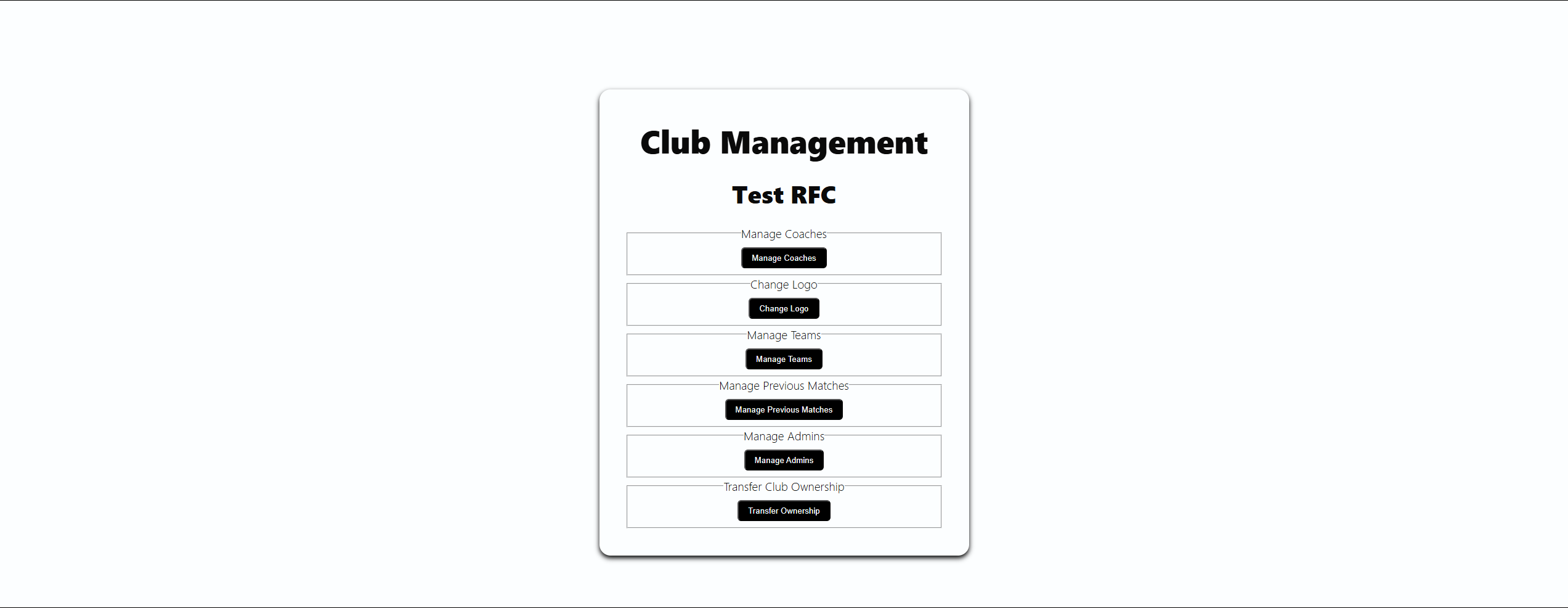 Club Management Page